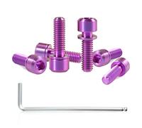 SPEEDWOX Set di 6 viti per manubrio della bicicletta con rondelle, in lega di titanio per bici a brugola esagonale e conica, per MTB e bici da strada, M5 x 16 mm, viola