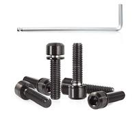 SPEEDWOX Set di 6 viti per manubrio della bicicletta con rondelle, in lega di titanio per bici a brugola esagonale e conica, per MTB e bici da strada, M5 x 20 mm, colore: nero