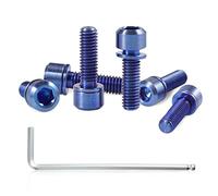 SPEEDWOX Set di 6 viti per manubrio della bicicletta con rondelle, in lega di titanio per bici a brugola esagonale e conica, per MTB e bici da strada, M5 x 16 mm, blu