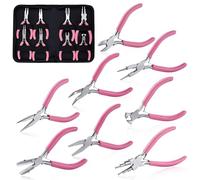 SPEEDWOX Set di 8 pinze per gioielli strumenti per la creazione di gioielli Pinze a becco piatto in nylon Pinze a becco piatto con estremità a mascella liscia taglio naso lungo piegato naso diagonale