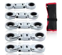 SPEEDWOX Set di chiavi combinate a cricchetto con testa flessibile a doppia scatola da 5 pezzi Set di chiavi combinate a cricchetto con testa flessibile a doppia scatola Set di chiavi a cricchetto