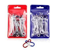 SPEEDWOX, Set di mini chiavi SAE, aperte e a stella, con custodie e moschettoni, da 4-11 mm e 5/32"-7/16"