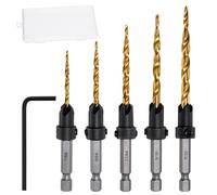 SPEEDWOX Set di punte per smussatura 5 pezzi Set di punte coniche #4#6#8#10#12 Set di lavorazione del legno a centraggio automatico con chiave esagonale per pannelli di fibra di legno