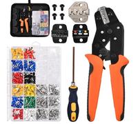 SPEEDWOX Strumento di crimpatura per connettori termorestringenti con 850 connettori per cavi di grado marino in rame rosso stagnato AWG 24-10 Kit crimpatore con spelafili per applicazioni marine ed