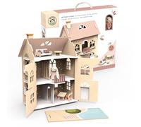 Speedy Monkey Flowers Cottage Starter Set: elegante casa delle bambole in legno, bella casa da gioco multicolore, certificata FSC, include mobili, giocattoli in legno per bambini