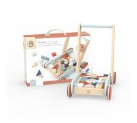 Speedy Monkey Girello con mattoncini e sistema frenante per una maggiore sicurezza, 34,9 x 24,9 x 40 cm, colorato, giocattolo in legno per bambini, dettagli curati, ottima idea regalo
