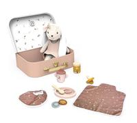 SPEEDY MONKEY My First Doll Set | Bambola coniglio e accessori per | bambola coniglio, bavaglino, pannolino pad e set di alimentazione, legno e lino, accessori per bambole per bambini