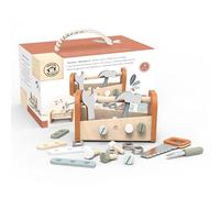 Speedy Monkey SP3017 - Banco da lavoro, 2 in 1, cassetta degli attrezzi, 25 x 13,5 x 15 cm, multicolore, giocattolo in legno per bambini, con cura, ottima idea regalo