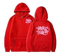 sPeesy Minus-Two Y2K Baggy Hip Hop Vintage Felpa 2023 Outdoor Casual Manica Lunga Grafica Coulisse Unisex Streetwear, Rosso 02, M