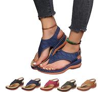 sPeesy Orthotic Sandals Women Leather Orthopedic Arch Support Diabetic Walking Sandals Orthopedic Sandals for Women Solid Color Flop Summer Beach Sandals Sandals with Back Strap for Walking Shoes (Co