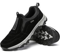 sPeesy Scarpe da trekking per uomo, slip on walking con supporto ad arco plantare, scarpe leggere per attività all'aria aperta, per il tempo libero, Nero , 42 EU