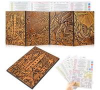 SPEFWTUP DND Dungeon Master, schermo 3D in pelle sintetica, 4 pannelli Game Master con tasche, schermo DM per accessori di gioco DM, regalo, Dungeons and Dragon, Pathfinder, D&D