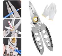 Spelafili Multiuso da 7 Pollici, Pinza Spelafili Elettricista Professionale, Multi-Purpose Professional Wire Stripping Tool, Multipurpose Wire Stripper, Strumento per Spelare e Crimpatrice