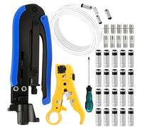 Spelafili per cavo coassiale, set di pinze a compressione, pinze spelafili regolabili, RG6, RG59, RG11, 75-5,75-7, con cavo TV RG6, 20 RG6, connettori a compressione F, cacciavite Phillips