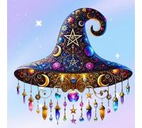 Spell shine Sun Catcher, 2025 2D magico cappello da strega design per decorazioni di Halloween, decorazione magica per finestre per la stagione spettrale, regalo gotico per la stanza, acchiappasole in