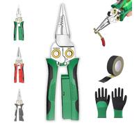 Spellafili elettrico 8 in 1, spellafili in acciaio inox 8 in 1 con tester di tensione, strumento multifunzionale per tagliare cavi, tirare, raschiare e premere (verde)