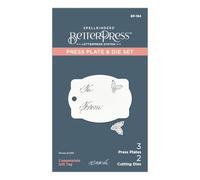 Spellbinders BP-184 - Set di fustelle e piastrine per etichette regalo in rame della collezione Copperplate Holiday Sentiments di Paul Antonio