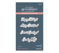 Spellbinders BP-204 Sending Joy Sentiments Press Plate & Die Set da The Home for The Holidays Collection