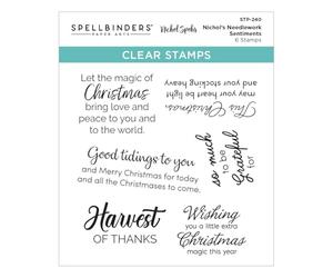Spellbinders Nichol Spohr STP-240 - Set di timbri trasparenti Nichol's Needlework Sentiments della collezione Nichol's Needlework