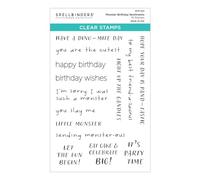 Spellbinders Set di timbri trasparenti Sentiments dalla collezione Monster Birthday