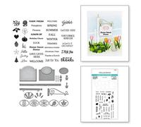 Spellbinders Welcome Sign & Sentiments by Annie Williams Clear Stamp & Die Set, metallo