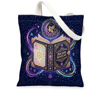Spellbook - Borsa tote in tela con stelle fantasiose e magiche, 33 x 38 cm, colore: blu navy