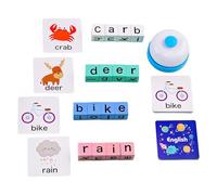 Spelling Game - Alphabet Puzzle Set, Literacy Games with Flash Cards and Rotating Letter Cubes, Phonics Learning Set, Educational Word Builder, Sight Word Toy for Kids Ages 3+ Home Classroom