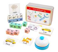 Spelling Games - Interactive Learning Blocks Puzzles, Literacy Games with Flash Cards, Educational Toy Set, Kids Learning Toys, Brain Development Activity Set for School Preschool Kindergarten