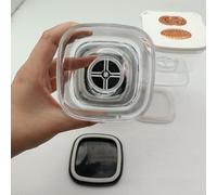 Spelonify Barattolo quadrato Kimchi con separazione asciutta e bagnata, contenitore in plastica per sottaceti da 1000 ml, per olive e cibi fermentati, ermetico a prova di perdite, lavabile in