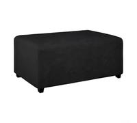 Spelonify Copertura per poggiapiedi quadrata elasticizzata nera, in tessuto Oxford, per arredamento moderno, resistente alla polvere, lavabile in lavatrice, 36 x 64 x 38 cm (36 x 81 x 38 cm)