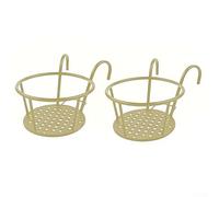 Spelonify Fioriere da appendere in ferro con rivestimento antiruggine, colore giallo terroso, supporto per vasi da fiori da giardino, decorazione per balcone, patio, recinzione, 28 x 22 x 18 cm (2