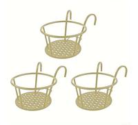 Spelonify Fioriere da appendere in ferro, per balcone, giardino, resistente alla ruggine, con design artistico circolare, resistente, supporto per recinzione, per patio, portico, decorazione esterna