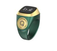 Spelonify IQibla Ring: Contatore digitale connesso con preghiera musulmana vibrante, alternativa allo schermo Tasbih, 5 promemoria Salah, indossabile Tech Dhikr (18 mm verde)