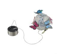 Spelonify Lampada solare a farfalla da appendere con sfera a rete colorata, lanterna decorativa da giardino per esterni, ciondolo in ferro battuto per vialetto, 55 cm