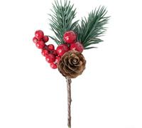 Spelonify Rami natalizi in PVC robusto con coni di bacche rosse | Set completo con bacche, coni, fogliame verde, PVC, fascino festivo per le vacanze