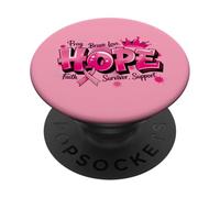 Speranza incoronata Fede Sopravvissuto Amore coraggioso Supporto al cancro al seno PopSockets PopGrip Adesivo