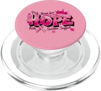 Speranza incoronata Fede Sopravvissuto Amore coraggioso Supporto al cancro al seno PopSockets PopGrip per MagSafe