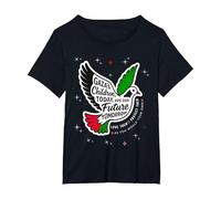 Speranza per i Bambini di Gaza | Design di Piccione della Pace Maglietta, Donna Plus-Size, Nero, 6X