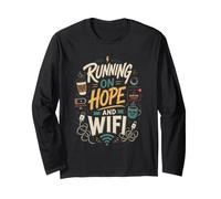 Speranza WiFi Caffe Divertente Maglia a Manica