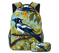 Sperimenta funzionalità e stile superiori con il nostro set zaino e astuccio per ragazzi, ragazze e adolescenti, graziosa gazza, Multicolore, B:29.4x20x40cm P:19x7.5x3.8cm, Zaini Daypack