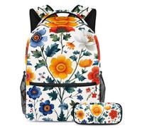 Sperimenta il massimo comfort e funzionalità con questo set da 2 pezzi, zaino e astuccio per ragazzi, ragazze e adolescenti, fiori colorati, Multicolore, B:29.4x20x40cm P:19x7.5x3.8cm, Zaini Daypack