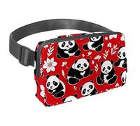 Sperimenta la libertà in movimento con il nostro marsupio da viaggio, borsa a tracolla per corsa, escursionismo, ciclismo, su misura per uomini e donne, simpatico panda su rosso, Multicolore#02,