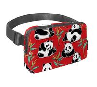 Sperimenta la libertà in movimento con il nostro marsupio da viaggio, borsa a tracolla per corsa, escursionismo, ciclismo, su misura per uomini e donne, simpatico panda su rosso, Multicolore#04,