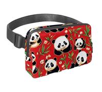 Sperimenta la libertà in movimento con il nostro marsupio da viaggio, borsa a tracolla per corsa, escursionismo, ciclismo, su misura per uomini e donne, simpatico panda su rosso, Multicolore#01,