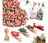 SPERMUOY Clip di Natale, 100 Pezzi Mini Mollette in Legno per Albero di Natale e Feste