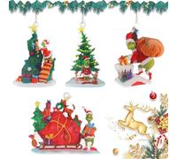 SPERMUOY Grinch - Decorazione natalizia, 4 pezzi, ornamento da appendere a forma di grinchs, decorazione natalizia divertente, per decorazioni natalizie