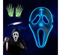 SPERMUOY Maschera Ghostface Scream, Maschera LED Ghostface con Guanti, Maschera per Halloween