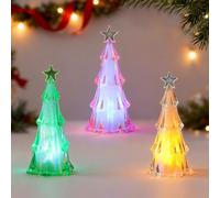 SPERMUOY Piccolo albero di Natale con LED, 3 pezzi, con LED, piccolo albero di Natale con illuminazione per decorazioni natalizie