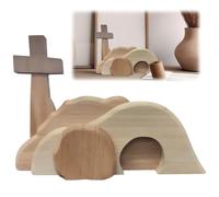 SPERMUOY Scena pasquale in legno, presepe pasquale, scena di risurrezione, decorazione in legno, decorazione per la scena di Gesù, scene pasquali in legno, scene pasquali, set per decorazioni da