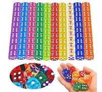 SPERMUOY Set di 100 pezzi di dadi, dadi a sei facce da 12 mm, set di dadi multicolore in acrilico trasparente, per giochi da tavolo, giochi matematici, feste in famiglia.